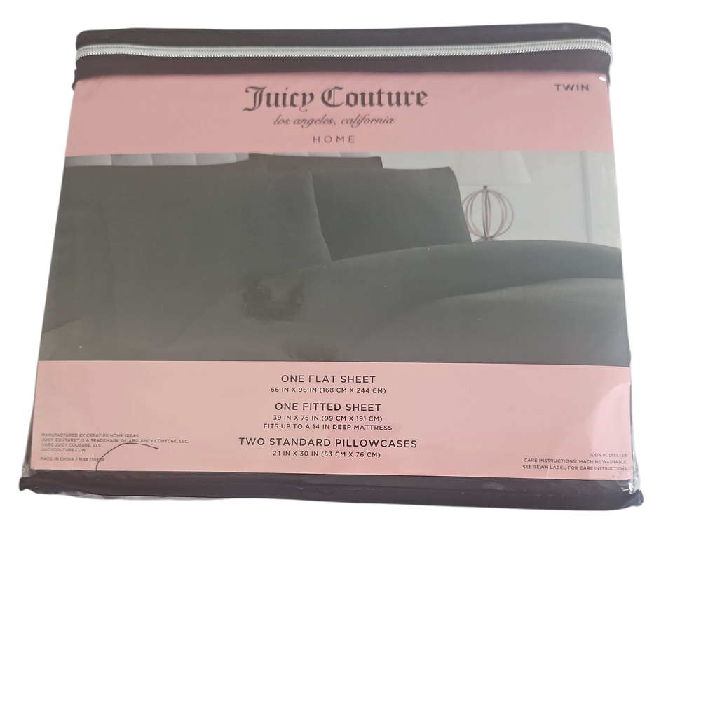 Juicy Couture Los Angeles Home Bedding Set - Black Color Twin Sheet Set